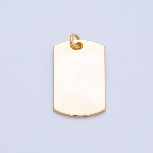 18K Gold Filled 25mm Minimalist Military Dog Bar Tag Charm Minimalist ID Jewelry DIY Supply for custom necklace Gift for | Charms-00056
