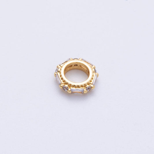 14k gold filled Baguette Crystal Gold Spacer Bead 9.8mm Round Donut Charm DIY Jewelry Making Supply for necklace bracelet | Bead-200001