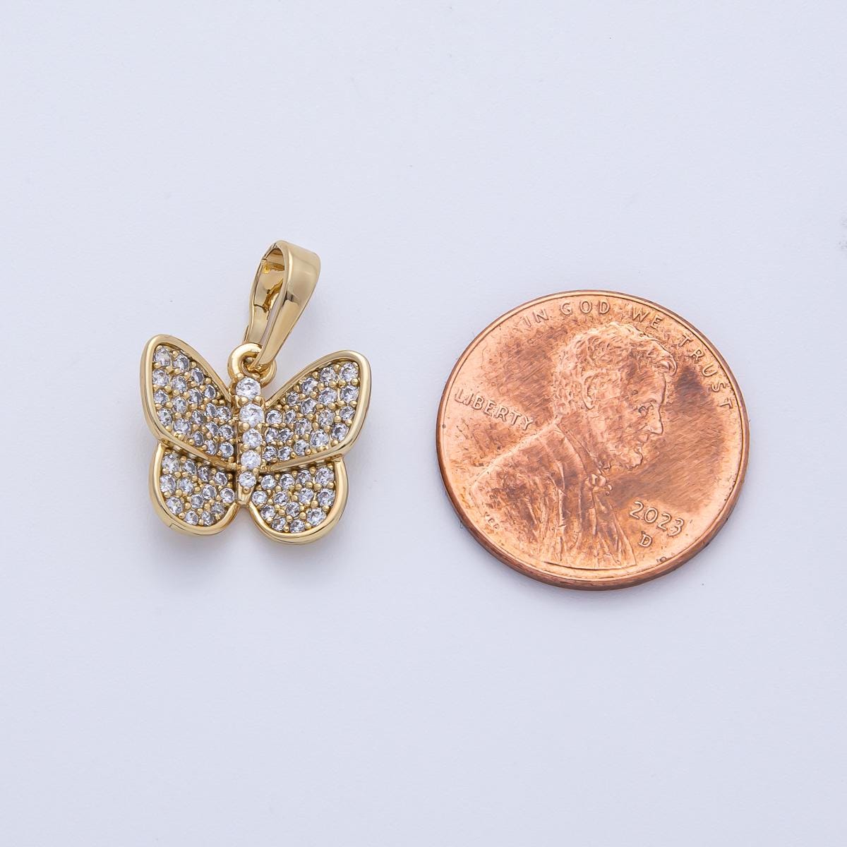 14k Gold Filled Dainty Butterfly Pendant Micro paved CZ mariposa charm DIY Jewelry Making Supply for custom Necklace | Pendants-100106