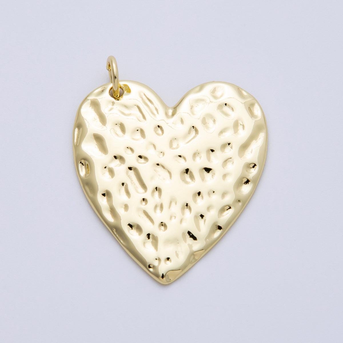 14K Gold Filled 30.5mm Hammered Heart Charm Gold Nugget style pendant DIY Jewelry Making Supply for custom necklace | Charms-00061