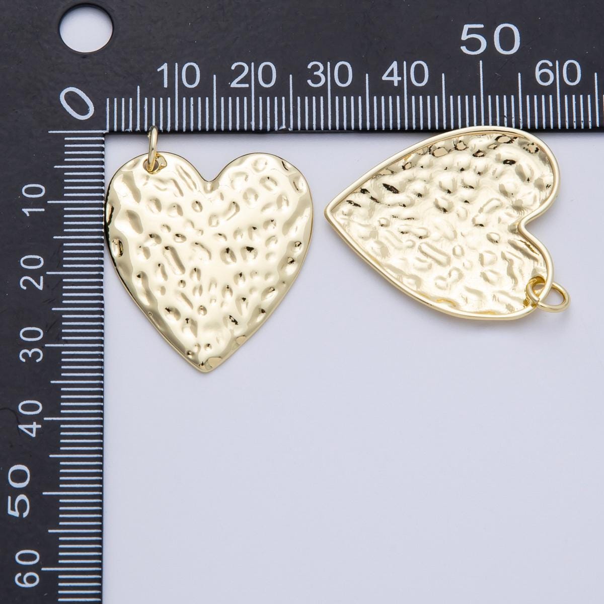 14K Gold Filled 30.5mm Hammered Heart Charm Gold Nugget style pendant DIY Jewelry Making Supply for custom necklace | Charms-00061