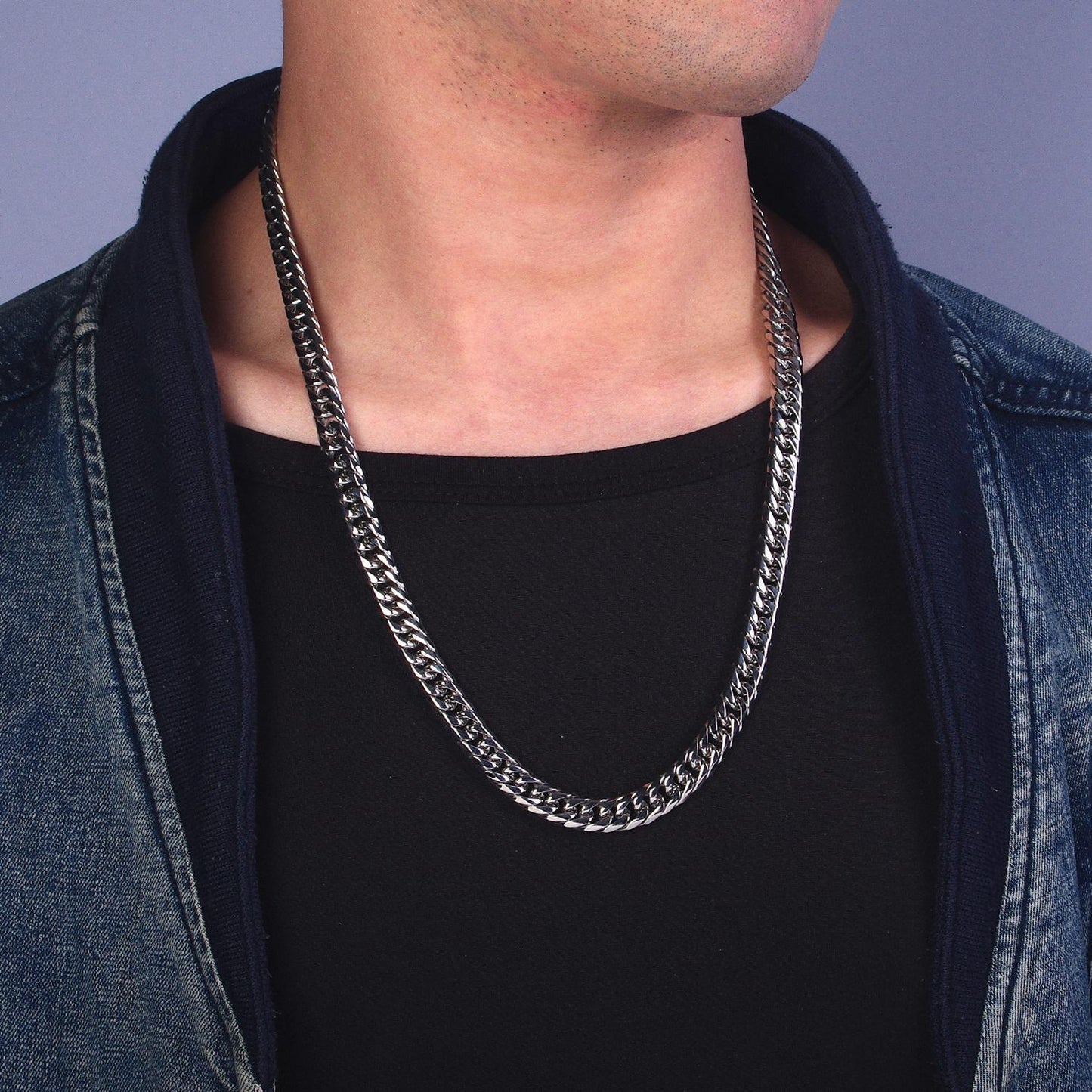 Chunky Stainless steel 10mm Cuban curb 24.5 inch for Men layering chain necklace Macho Punk Jewelry | WA-3975