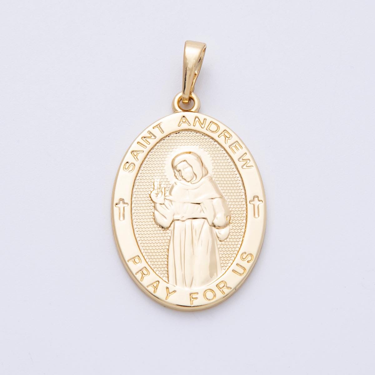 30.4mm 14k gold filled Saint Andrew Medal Pendant Patron Saint of Fisherman Catholic DIY Jewelry Making Supply for custom | CHARMS-00074