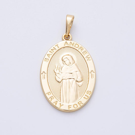 30.4mm 14k gold filled Saint Andrew Medal Pendant Patron Saint of Fisherman Catholic DIY Jewelry Making Supply for custom | CHARMS-00074
