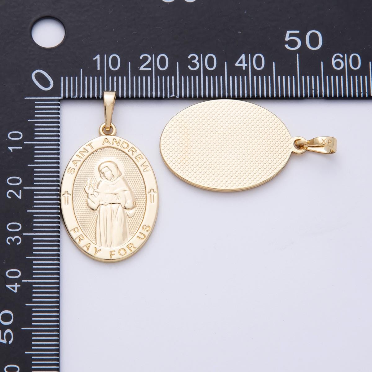 30.4mm 14k gold filled Saint Andrew Medal Pendant Patron Saint of Fisherman Catholic DIY Jewelry Making Supply for custom | CHARMS-00074