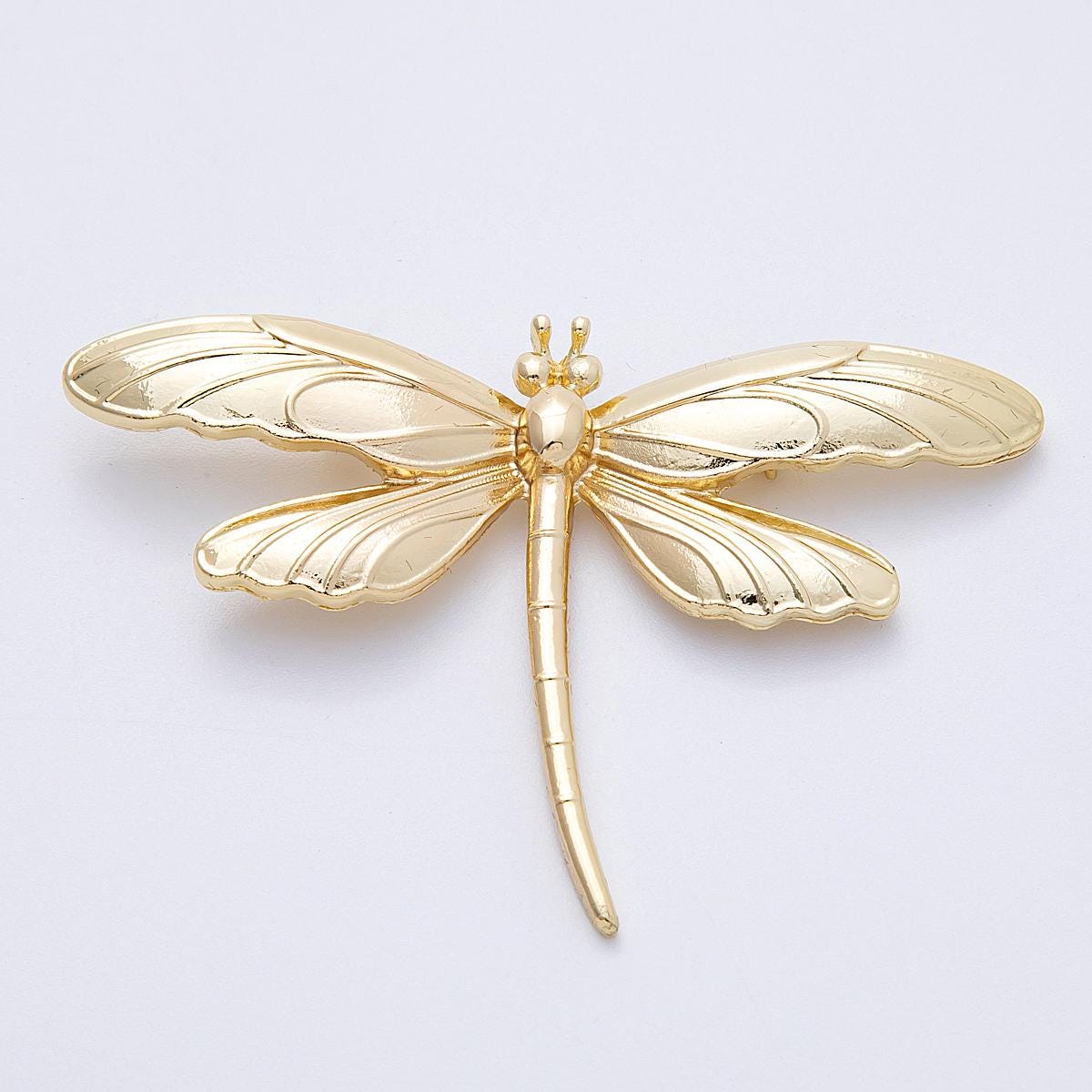 Gold 76.4mm x 51.5mm Minimalist Dragonfly Insect Pin Brooch Elegant Nature Statement for any occasion for coats bags scarves | BH-099