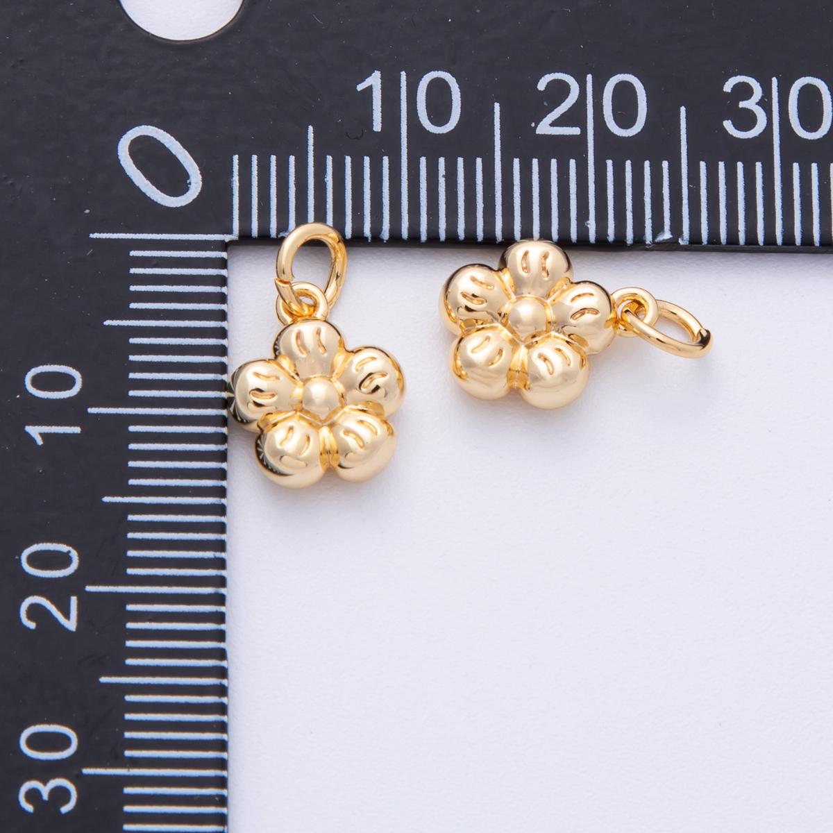 Small Gold Flower charm Tiny Floral charm bracelet necklace pendant earring component supply Charms-00119