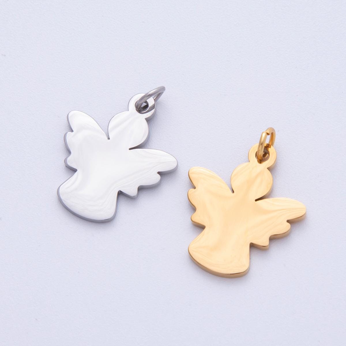 Stainless Steel 20mm Angel Silhouette Minimalist Charm in Gold & Silver Minimalist Guardian Angel Pendant for Jewelry Making | Charms-00097