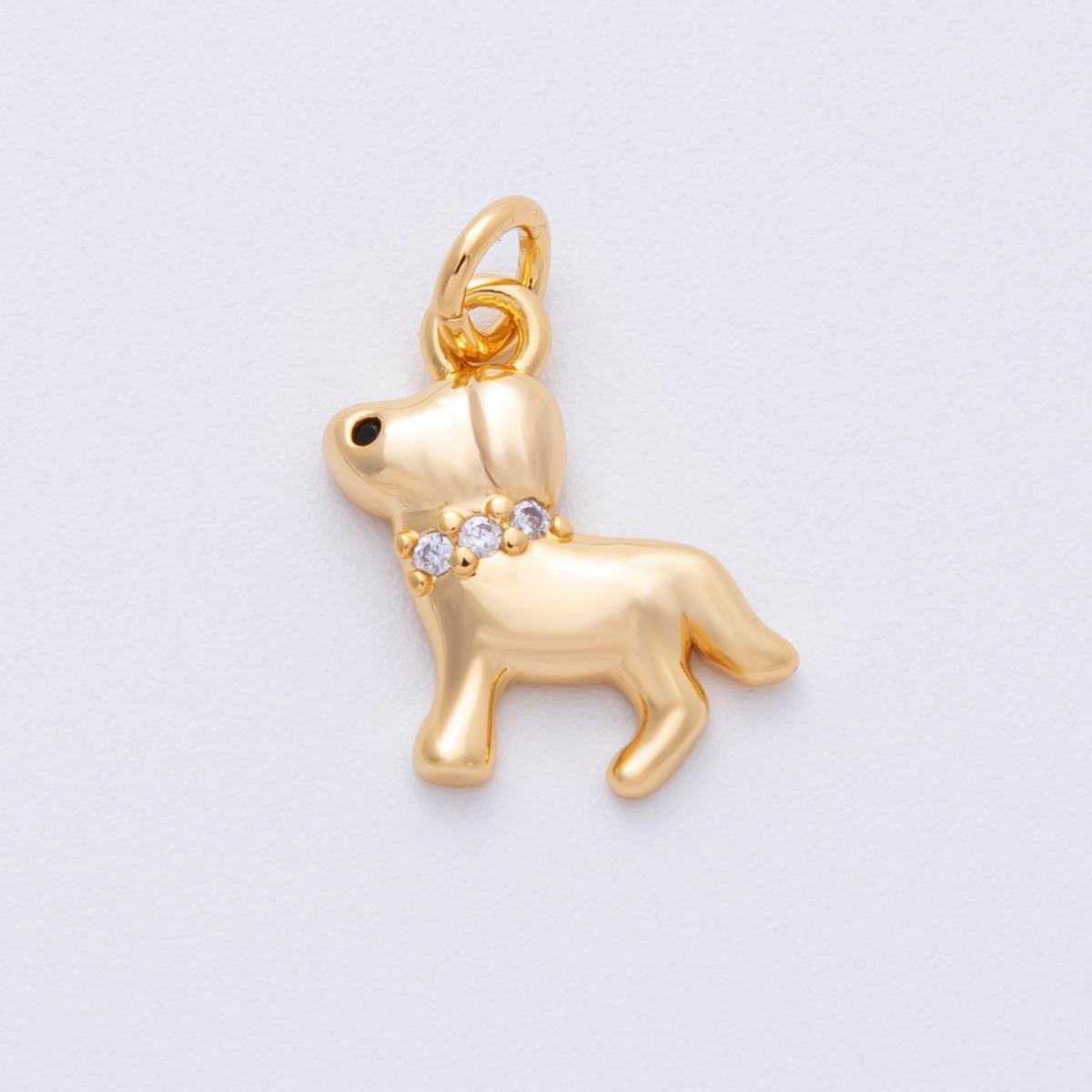 18K Gold Filled 15mm Micro Paved CZ Pet Puppy Charm Dog Lover Gift DIY Jewelry Making Supply for custom necklace and bracelet | Charms-00107