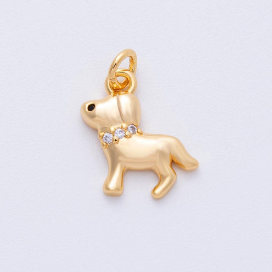 18K Gold Filled 15mm Micro Paved CZ Pet Puppy Charm Dog Lover Gift DIY Jewelry Making Supply for custom necklace and bracelet | Charms-00107