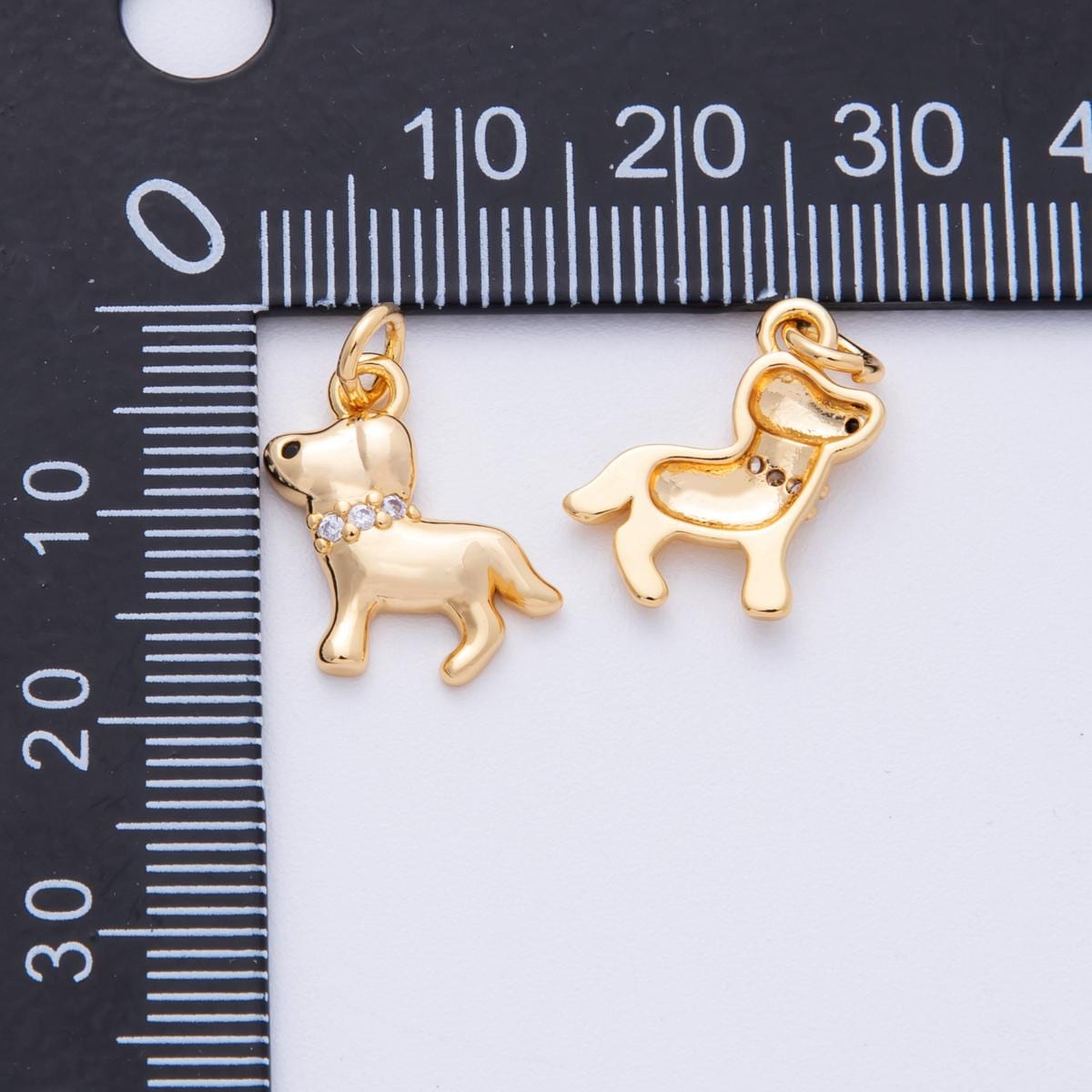 18K Gold Filled 15mm Micro Paved CZ Pet Puppy Charm Dog Lover Gift DIY Jewelry Making Supply for custom necklace and bracelet | Charms-00107