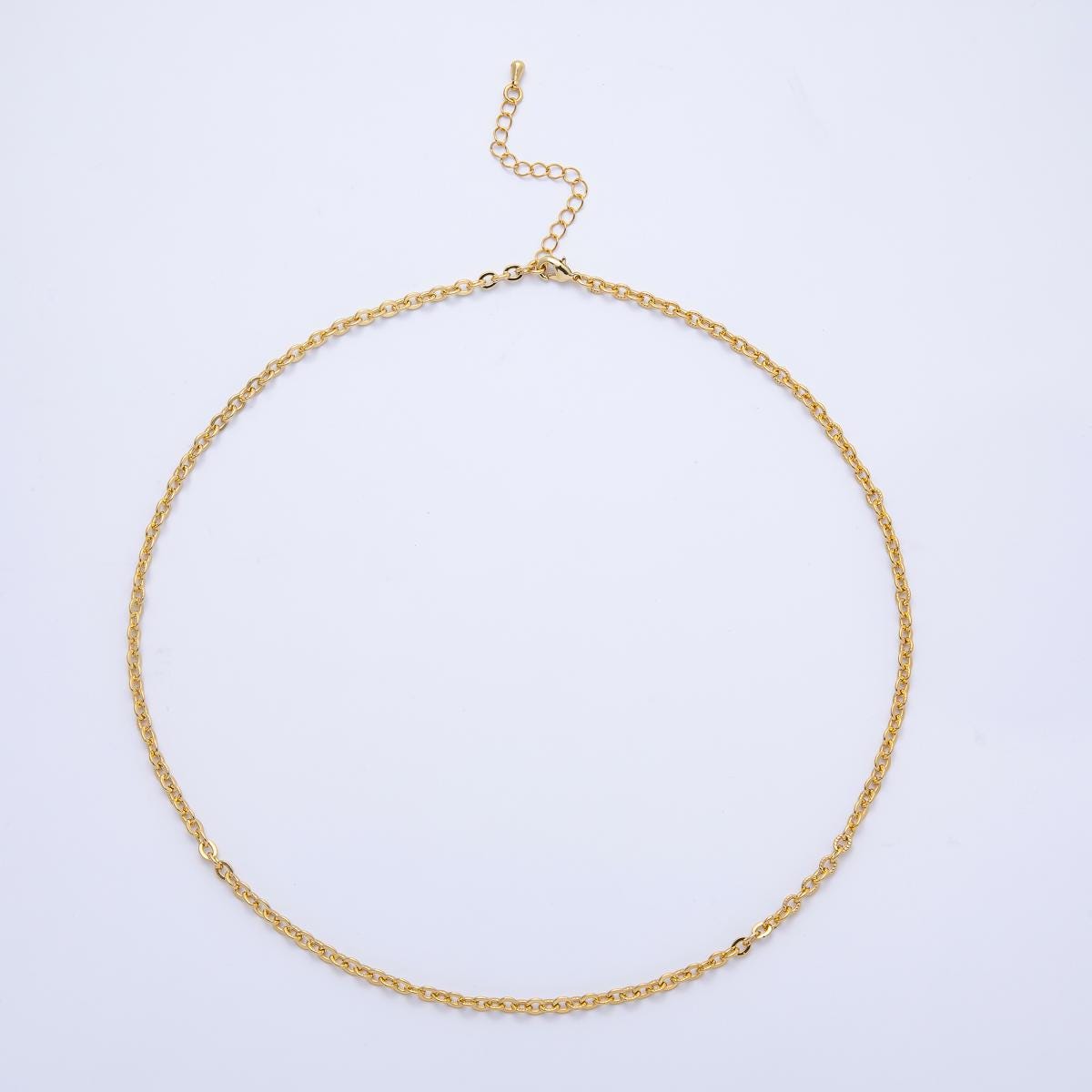 Gold Stainless steel 4mm Cable Chain 18 inch layering chain necklace | WA-4066