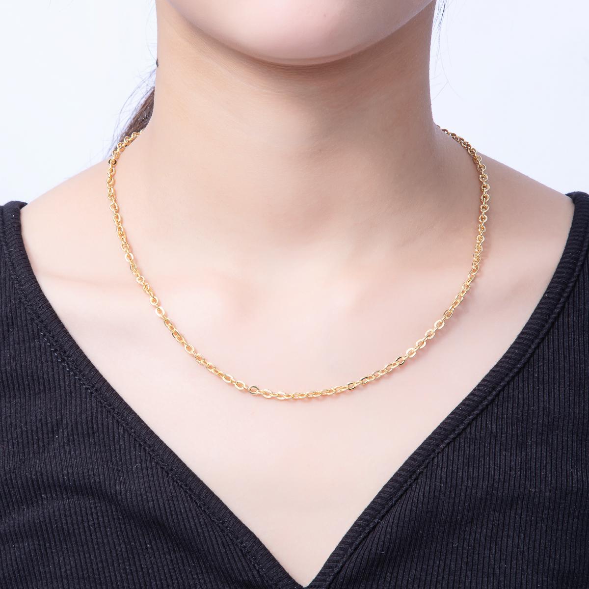 Gold Stainless steel 4mm Cable Chain 18 inch layering chain necklace | WA-4066