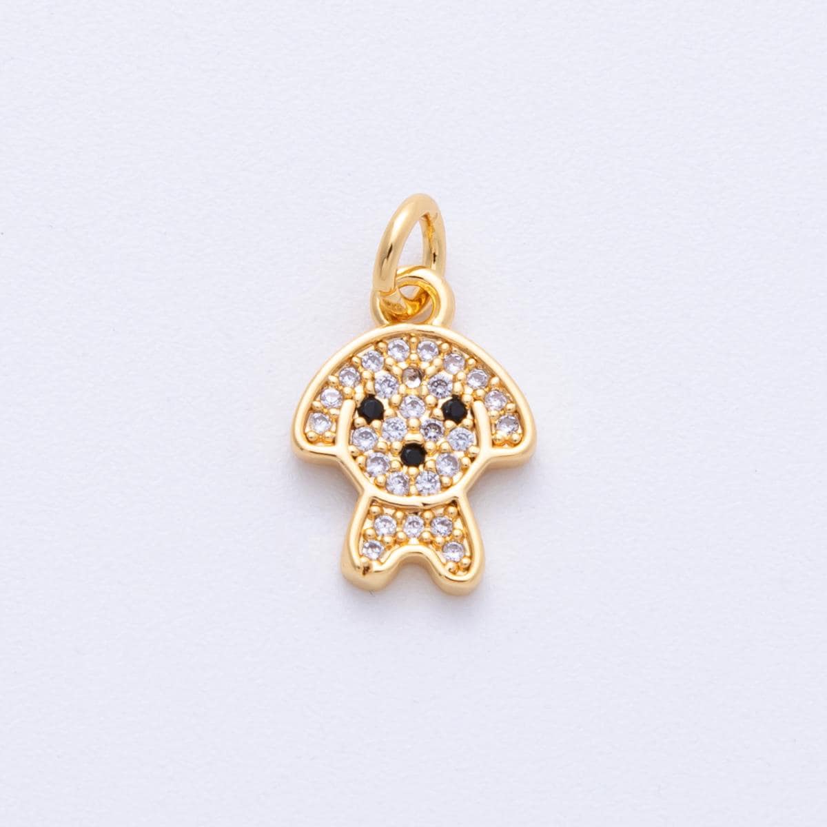 18K Gold Filled 13.5mm Micro Paved CZ Dog Pet Animal Charms Cute Puppy Jewelry Charm Add on Dog lover gift wholesale supply | Charms-00106