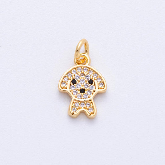18K Gold Filled 13.5mm Micro Paved CZ Dog Pet Animal Charms Cute Puppy Jewelry Charm Add on Dog lover gift wholesale supply | Charms-00106
