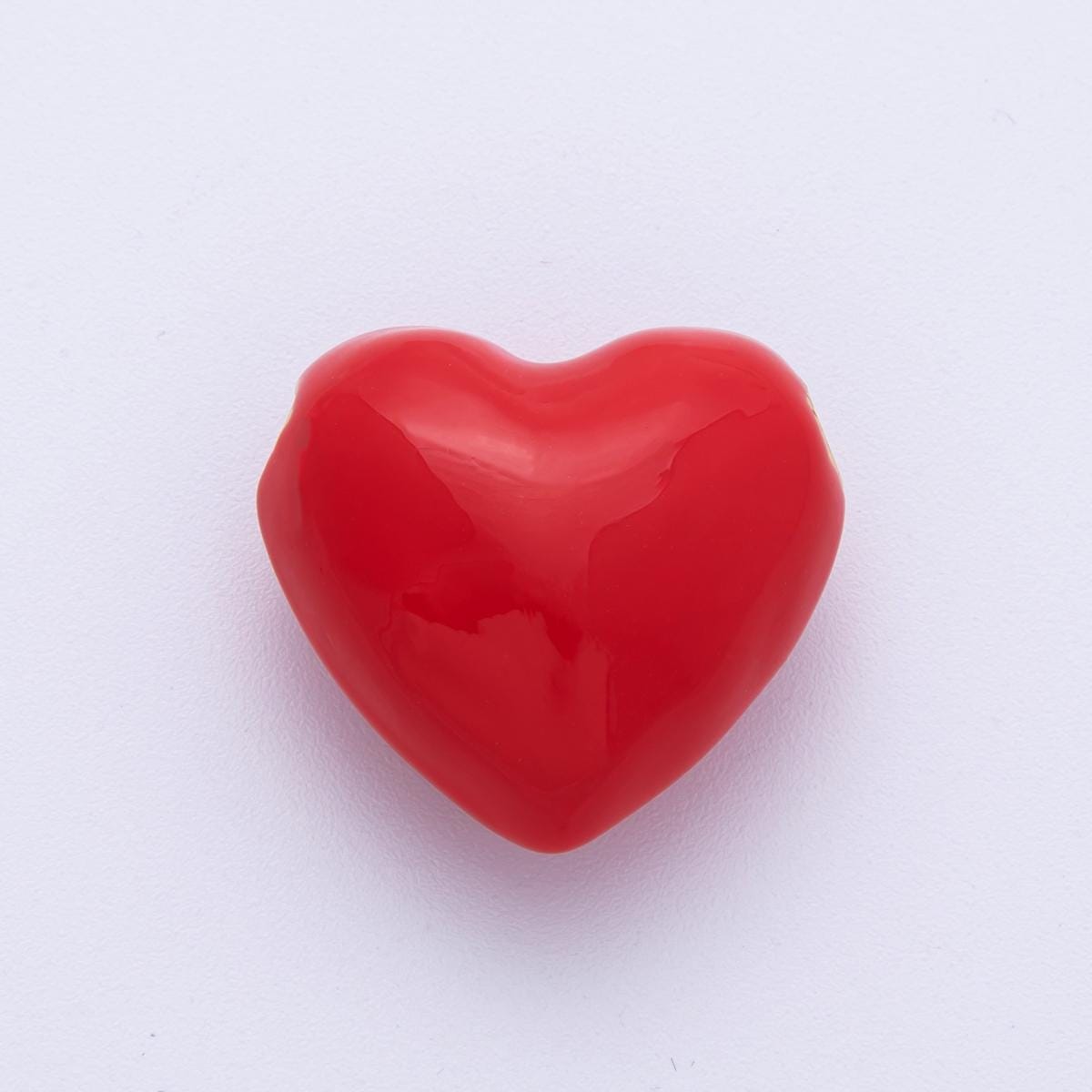 18K Gold Filled Red Heart Bead Slider Spacer Charm for Cord Necklace Making | Beads-00021