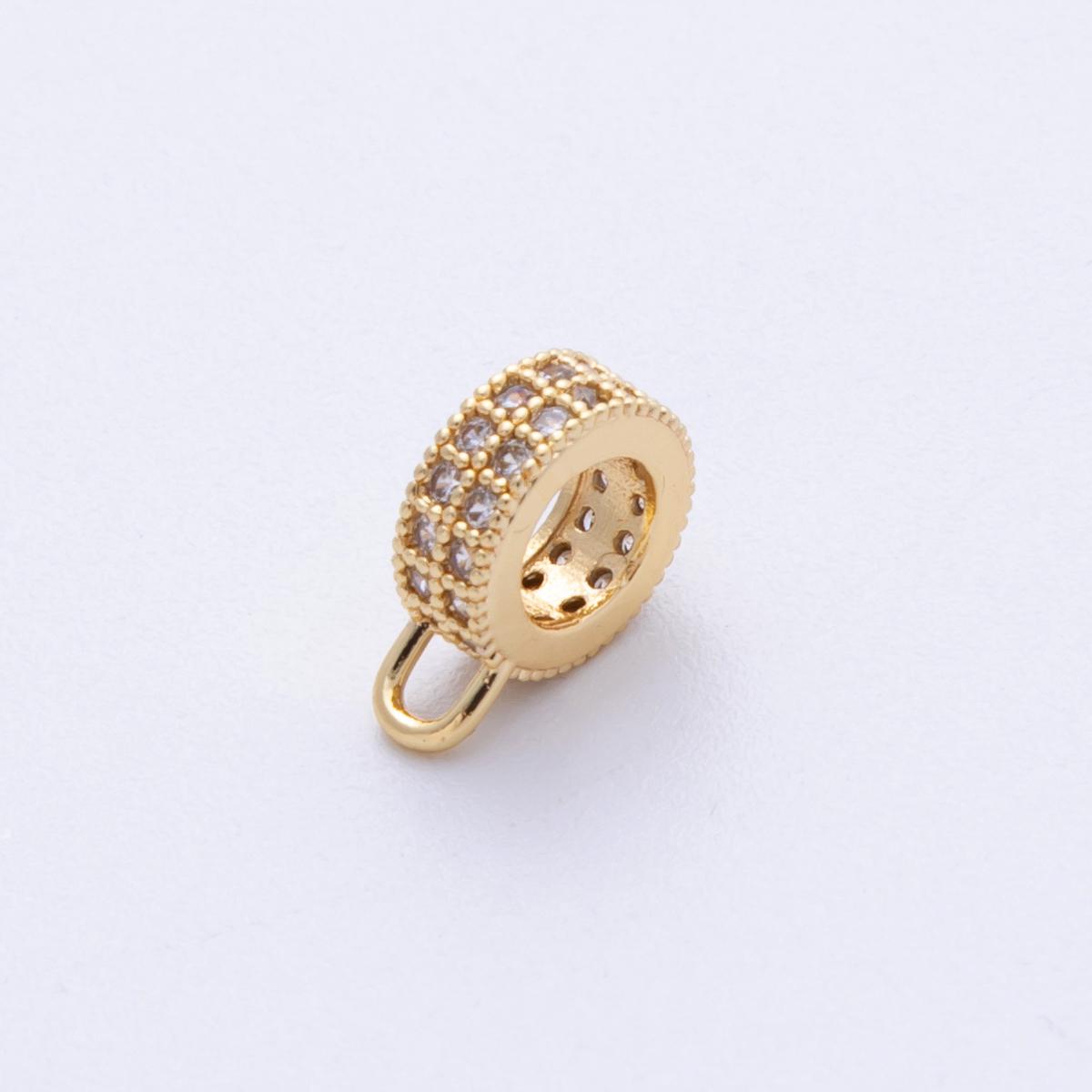 Mini gold silver bail beads bail charm holder spacer with loop tube bails cord bails slider bails spacer ring with CZ Stone Findings-00024