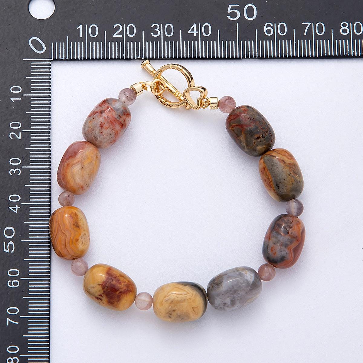 Handmade Colorful 18K Gold Filled Black Crazy Agate Gemstone Cluster Beaded Bracelet | WA-4103