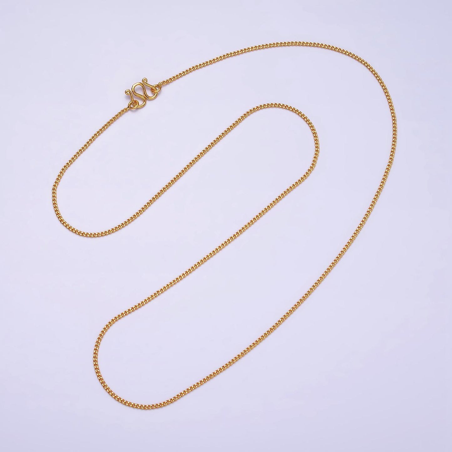 Dainty 24k gold fill ready to use thin Curb necklace chain layering chain dainty necklace for pendant with w clasp WA-1883
