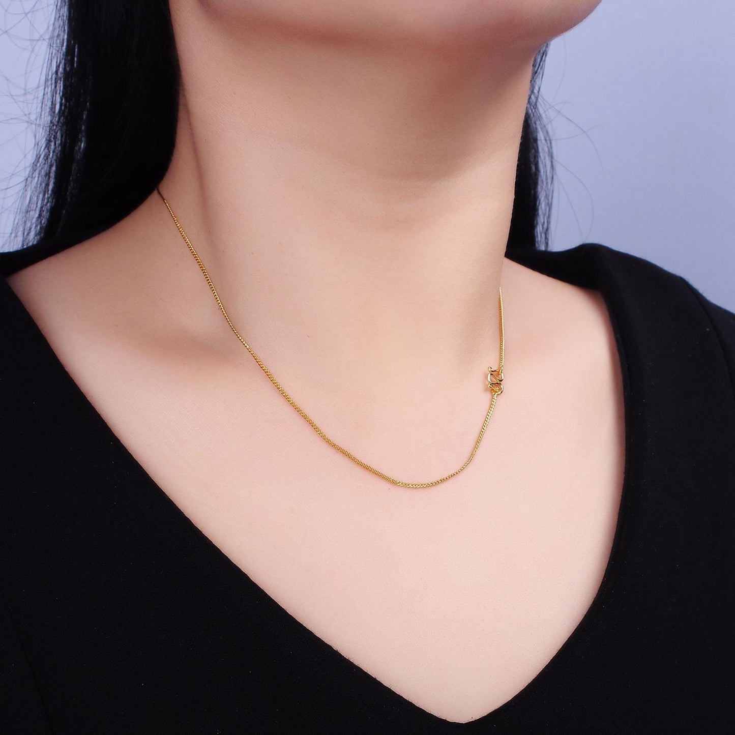Dainty 24k gold fill ready to use thin Curb necklace chain layering chain dainty necklace for pendant with w clasp WA-1883