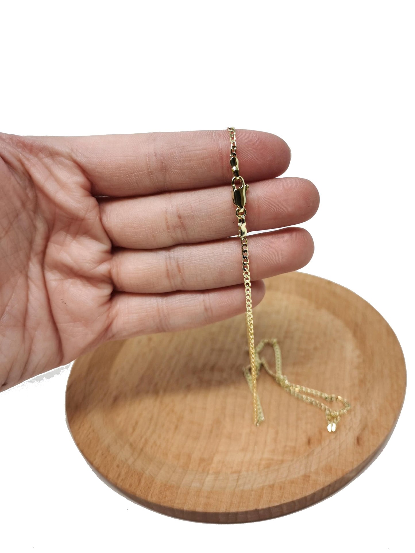 Dainty 14K Gold Filled Cuban Curb Chain Necklace 17.8'' Layering Jewelry for Minimalist Jewelry Inspired WA-1746