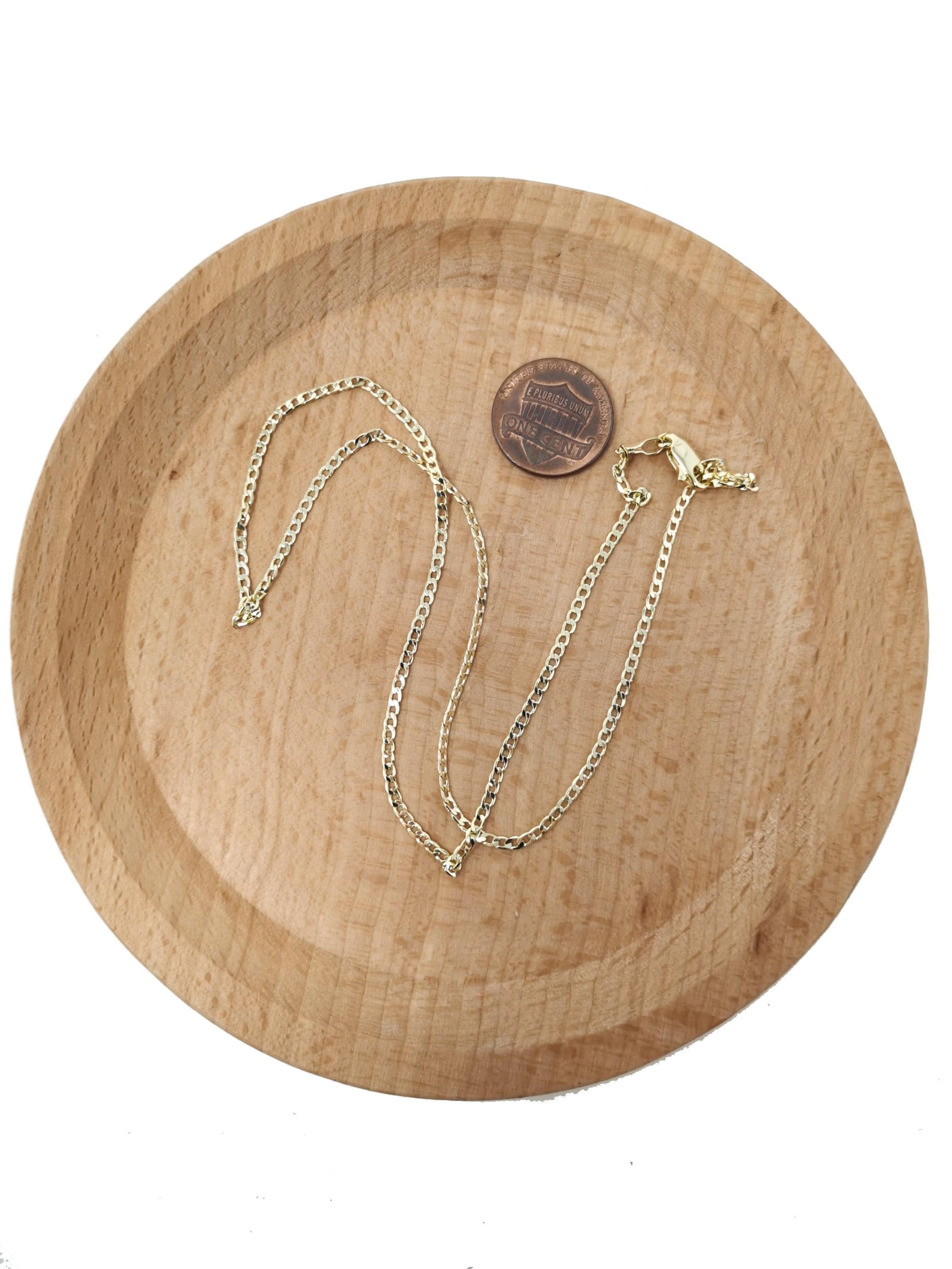 Dainty 14K Gold Filled Cuban Curb Chain Necklace 17.8'' Layering Jewelry for Minimalist Jewelry Inspired WA-1746