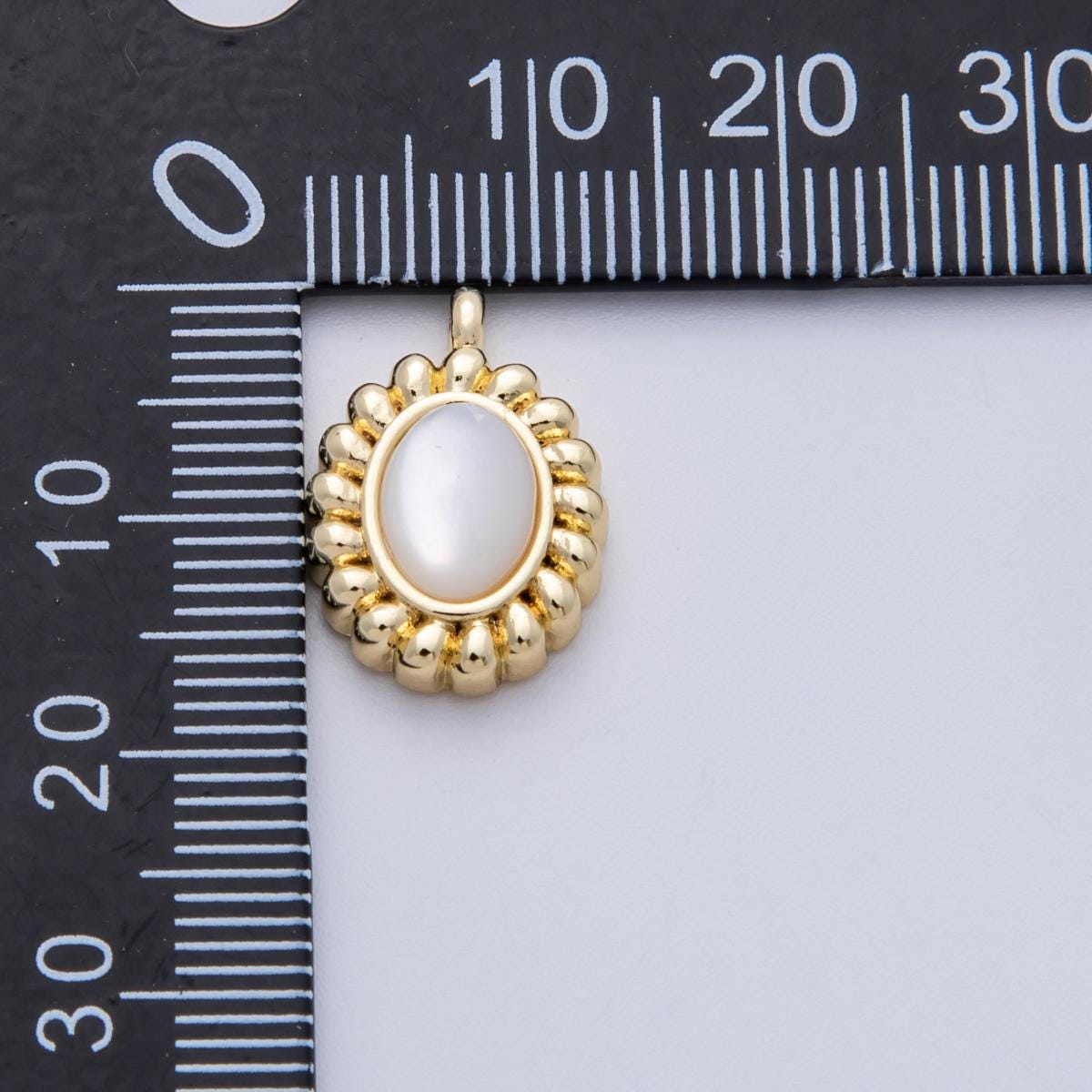 14K Gold Filled 17mm Shell Pearl Croissant Oval Charm Dainty Jewelry Piece DIY Supply for custom necklace gift idea | C976