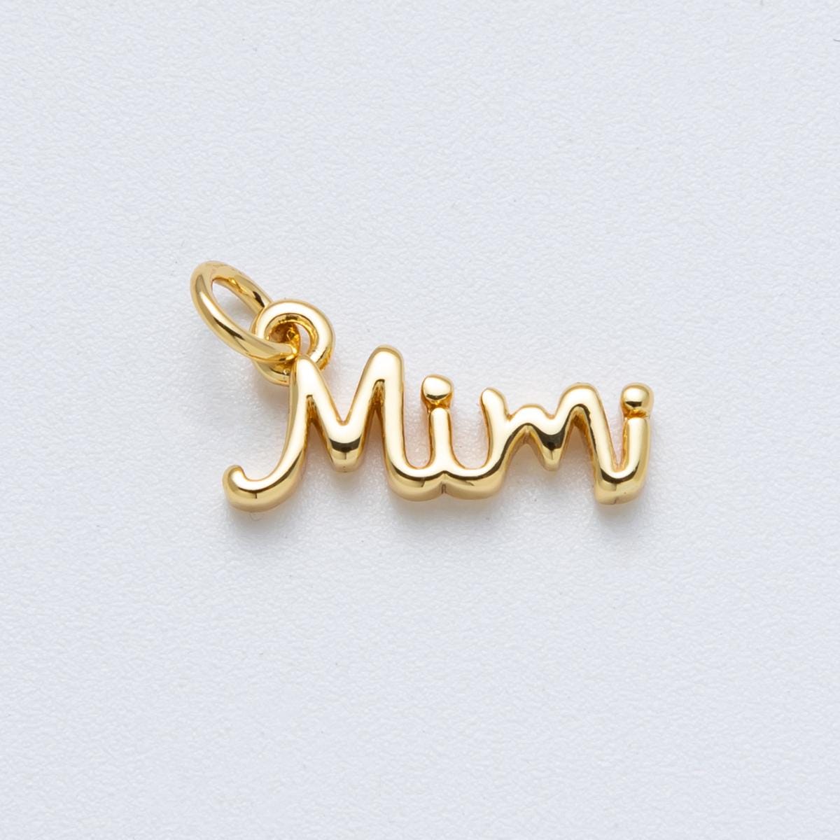 14K Gold Filled 16mm Personalized Grandma "Mimi" Minimalist Script Name Charm DIY Jewelry Making Supply for custom necklace | Charms-00030