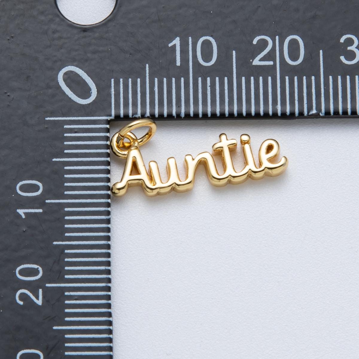 14K Gold Filled 20.5mm "Auntie" Minimalist Script Charm Name Pendant DIY Jewelry Supply for custom Necklace | Charms-00024