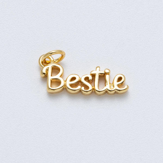 14K Gold Filled 18.5mm "Bestie" Minimalist Script Charm Name Pendant DIY Jewelry Supply for custom Necklace | Charms-00033