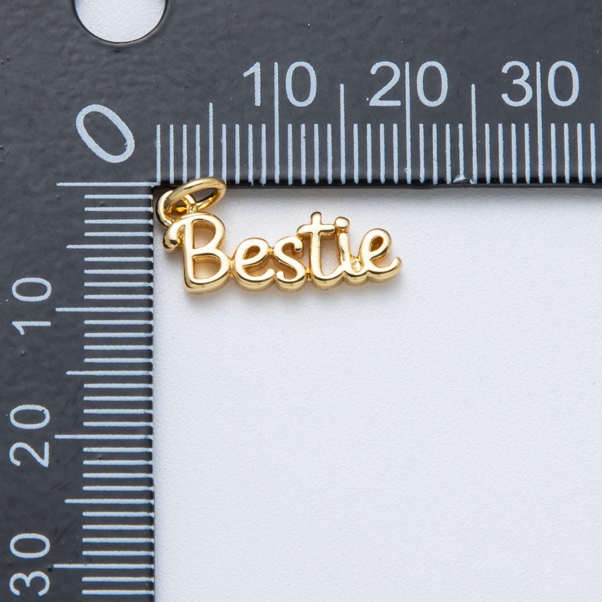 14K Gold Filled 18.5mm "Bestie" Minimalist Script Charm Name Pendant DIY Jewelry Supply for custom Necklace | Charms-00033