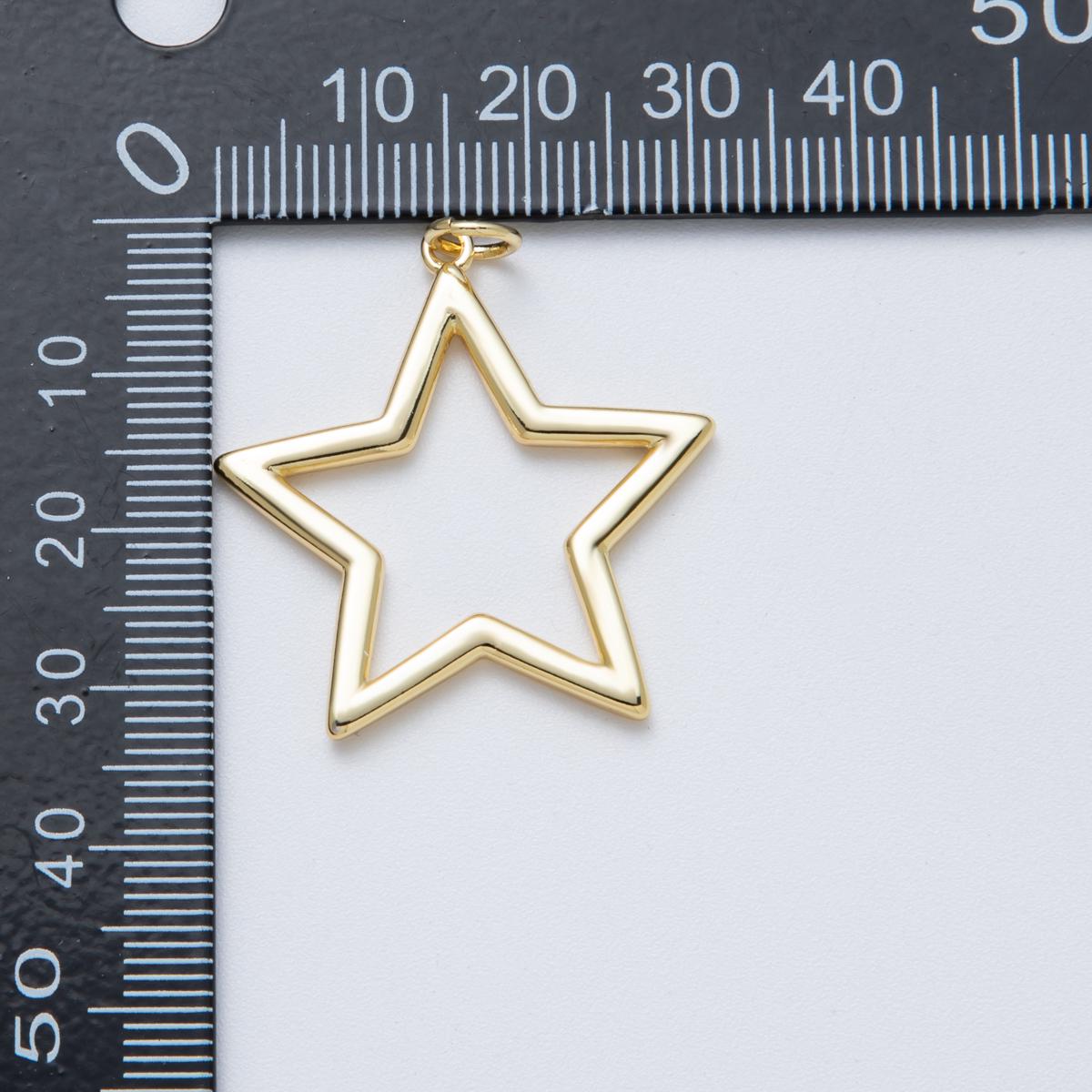 14K Gold Filled 32.5mm Minimalist Open Celestial Star Charm Geometric Shape Pendant DIY Jewelry Supply for custom necklace | Charms-00036