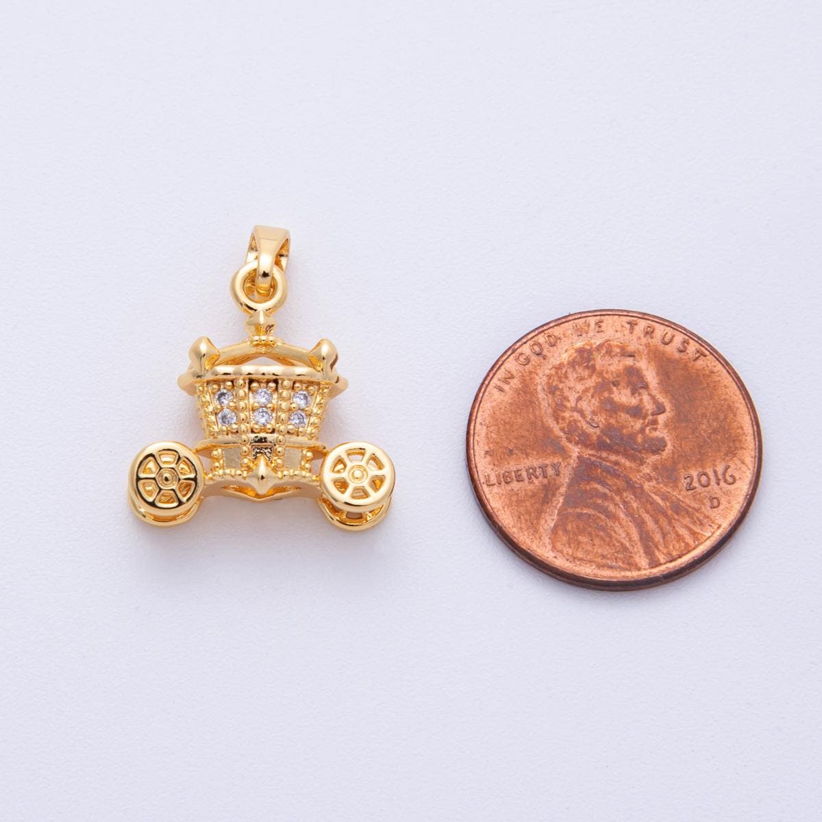 18k Gold Filled 16.9mm Magic Carriage Charm Princess Fairytale Pendant DIY Jewelry Making Supply for custom necklace and bracelet