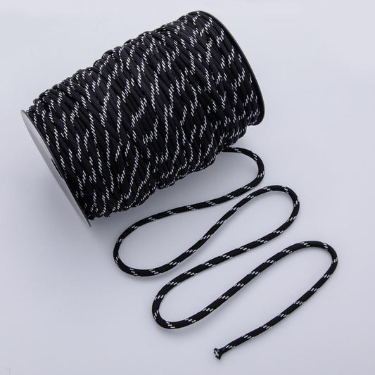 Black Braided Cotton Cord, 5mm Rope Paracord for Jewelry Making 1 Yard Long | ROLL-1825