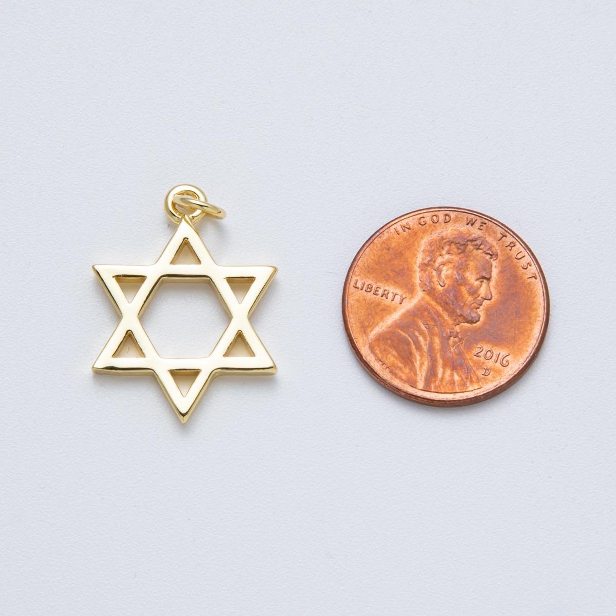 14K Gold Filled 23mm Minimalist Star of David Open Charm Classic Religious Jewelry DIY Supply for custom Necklace | Charms-00019