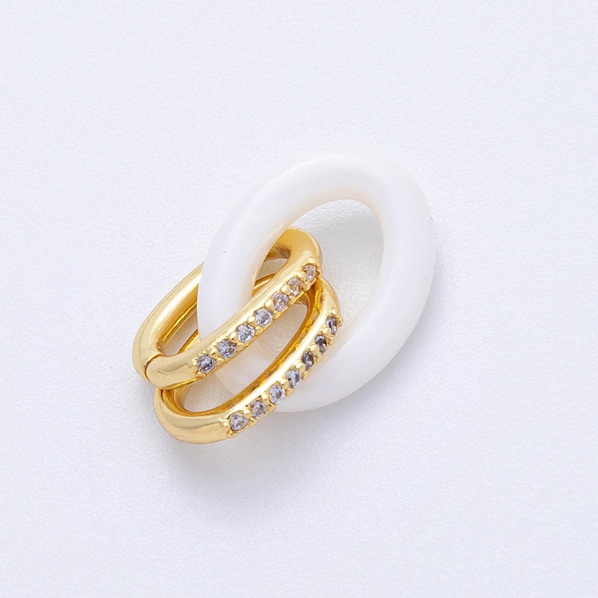 16K Gold Filled 16mm White Ceramic Double Interlocking Link Findings Trendy Minimalist Jewelry Gift for Her DIY Making | Findings-00034