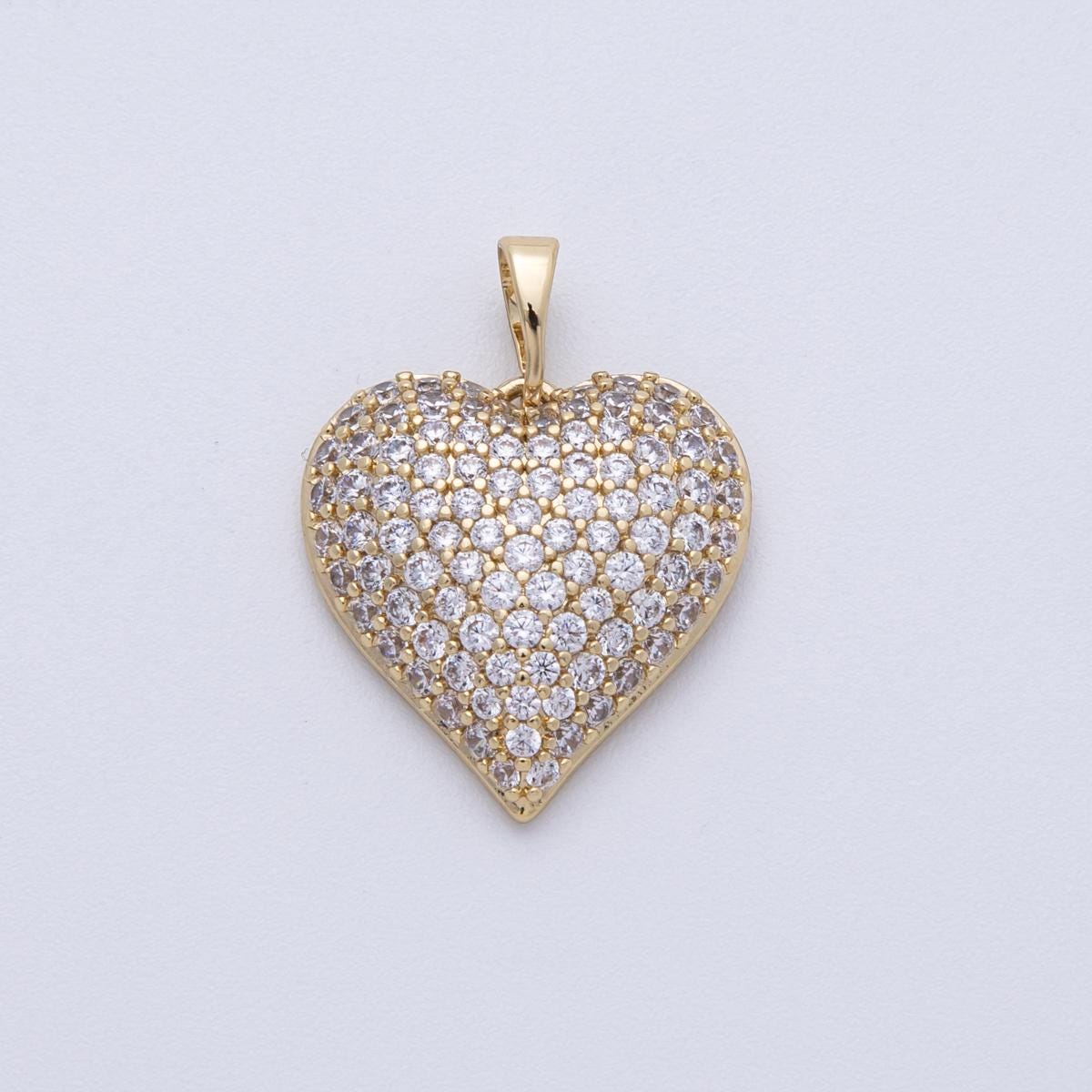 14K Gold Filled Heart Charm, Micro Pave Cubic Zirconia Heart Pendant for Valentine Jewelry Necklace, Bracelet Charms-00132