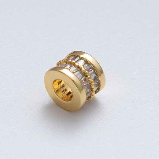 24K Gold Filled 8.5mm Clear CZ Tube Rondelle Spacer Bead DIY Jewelry Making Supply for custom necklace and bracelet | Beads-00028