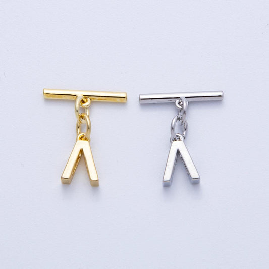 18K Gold Filled 15mm T-Bar with Letter Charm Toggle Clasps Closure Finding DIY Jewelry Supply for custom Necklace Bracelet | Findings-00008