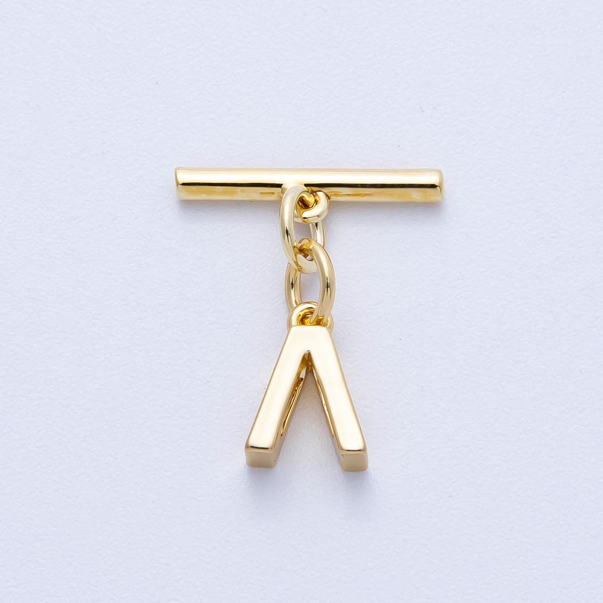 18K Gold Filled 15mm T-Bar with Letter Charm Toggle Clasps Closure Finding DIY Jewelry Supply for custom Necklace Bracelet | Findings-00008