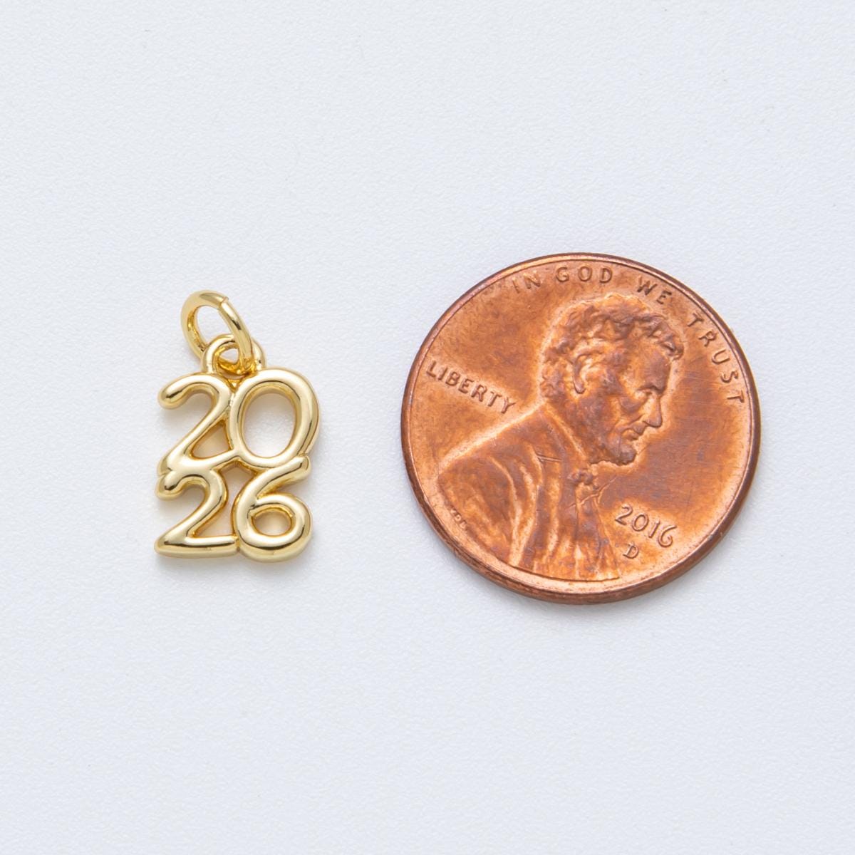 Dainty 2026 Year Charm in Gold and Silver 12mm Graduation Tassel Supply Minimalist Pendant Class of 2026 Gift Idea DIY Supply | CHARMS-00015