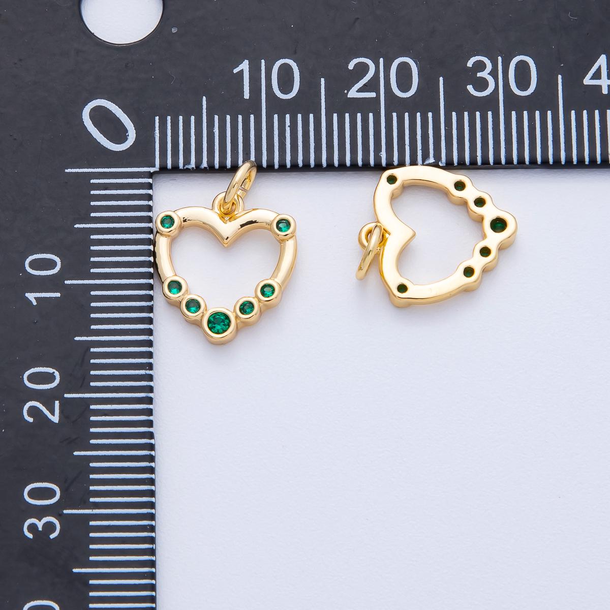 Mini 18k Gold Filled heart charms love charm Emerald Green cubic charm for minimalist jewelry inspired Charms-00068