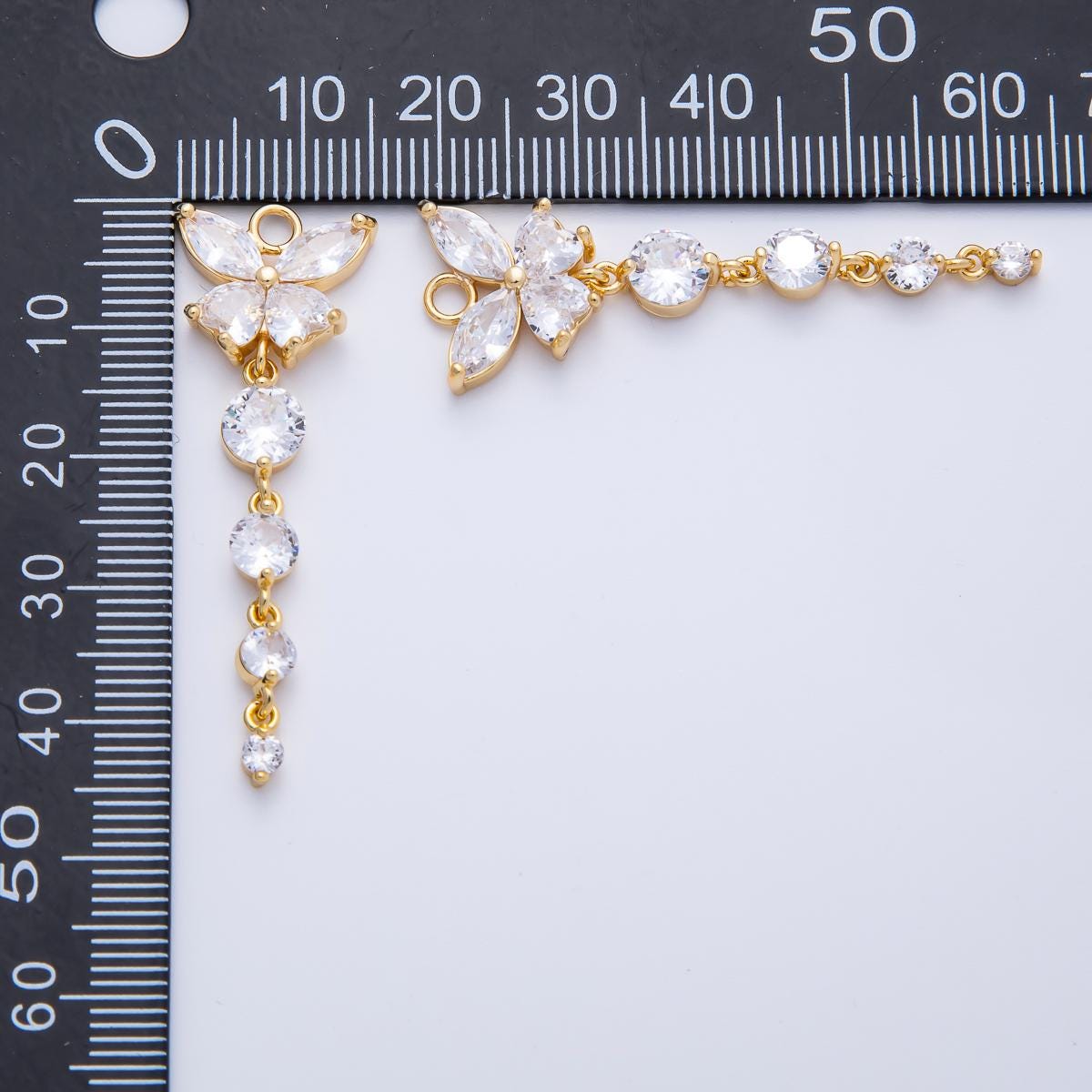 18K Gold Filled 45mm Clear CZ Butterfly Lariat Drop Charm DIY Jewelry Making Supply for Custom Necklace Trendy Piece | Charms-00054