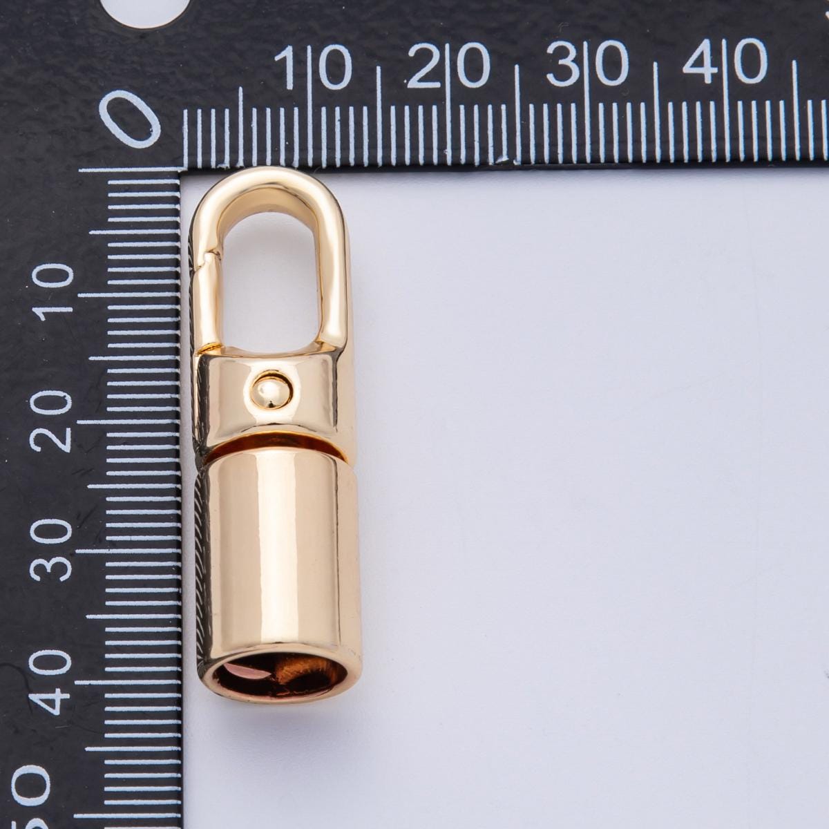 18K Gold Filled 39.5mm Minimalist Push Gate End Cap Finding in Gold & Silver Swivel Clasp Cord Ends DIY Jewelry Supply | Findings-00013
