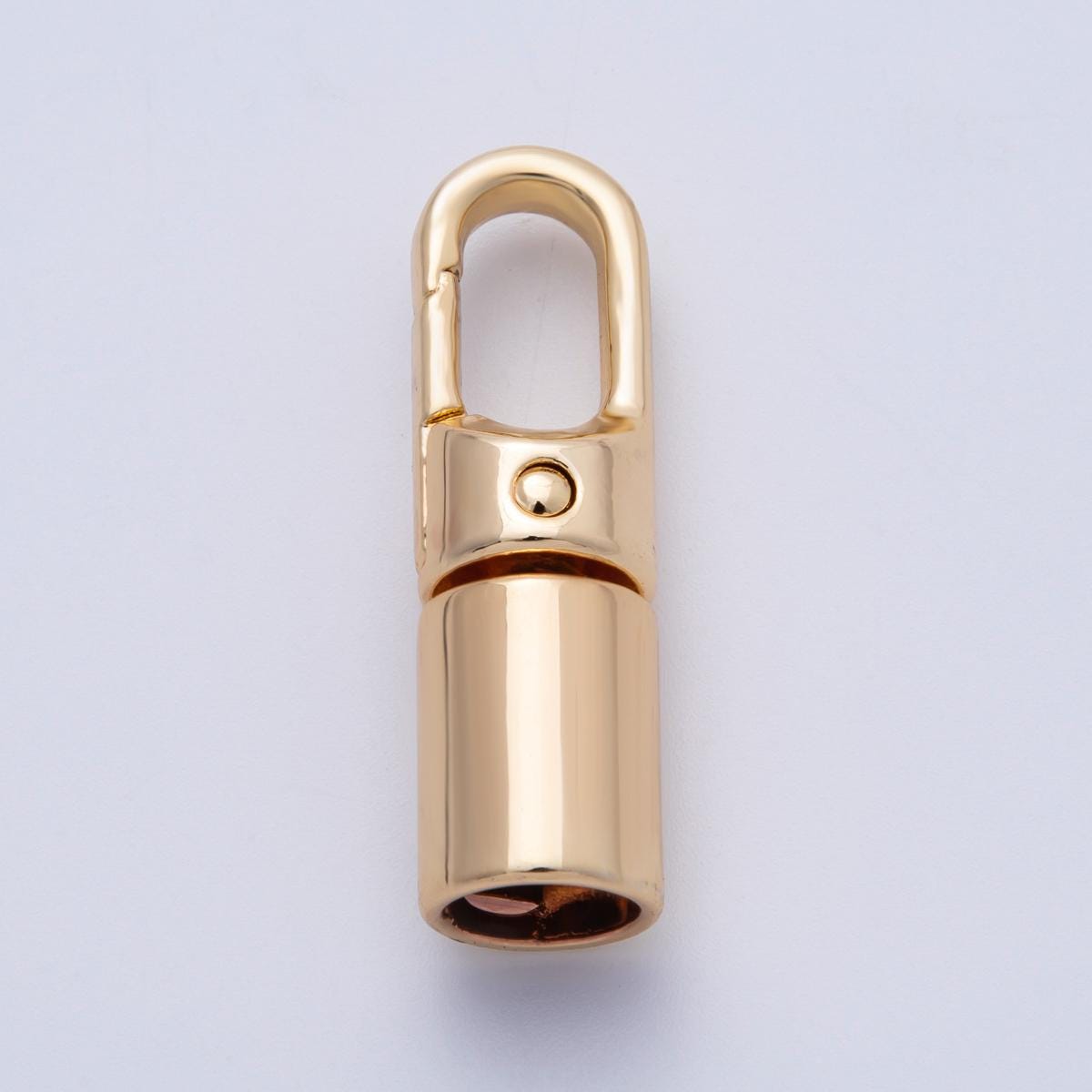 18K Gold Filled 39.5mm Minimalist Push Gate End Cap Finding in Gold & Silver Swivel Clasp Cord Ends DIY Jewelry Supply | Findings-00013