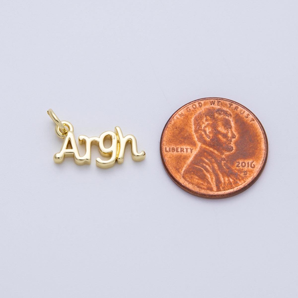 14K Gold Filled 16mm "Argh" Minimalist Script Charm Fun Word Jewelry Supply for custom necklace DIY Accessory | Charms-00029