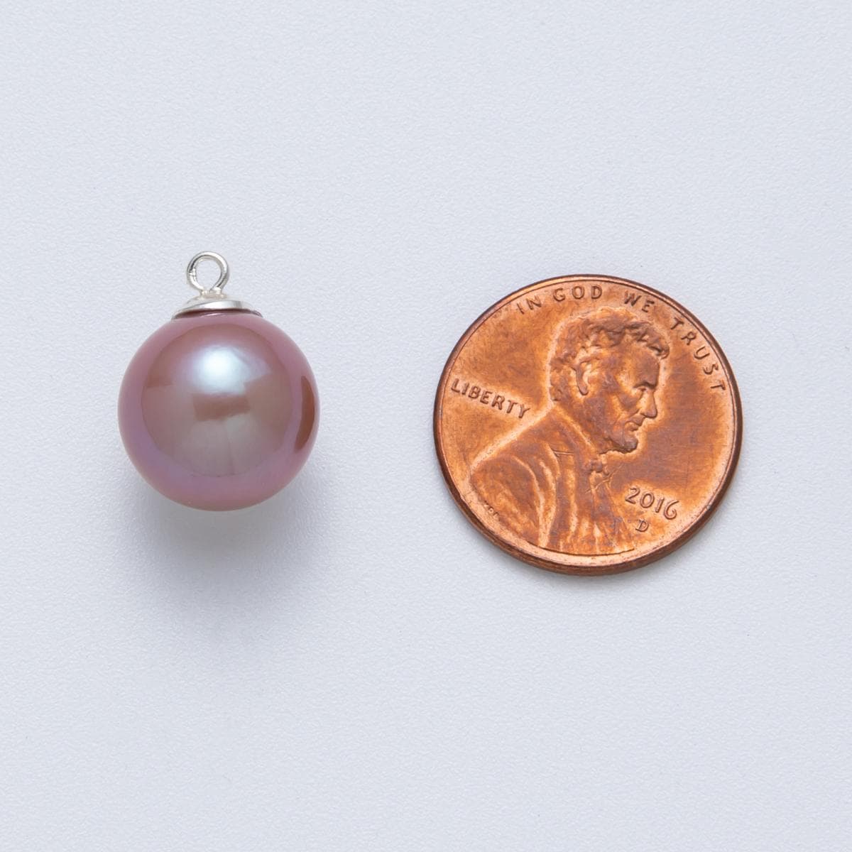 S925 Sterling Silver 16mm Pink, Purple Round Shell Pearl Charm Iridescent luster luminous pendant DIY Jewelry Supply for necklace | SL-708
