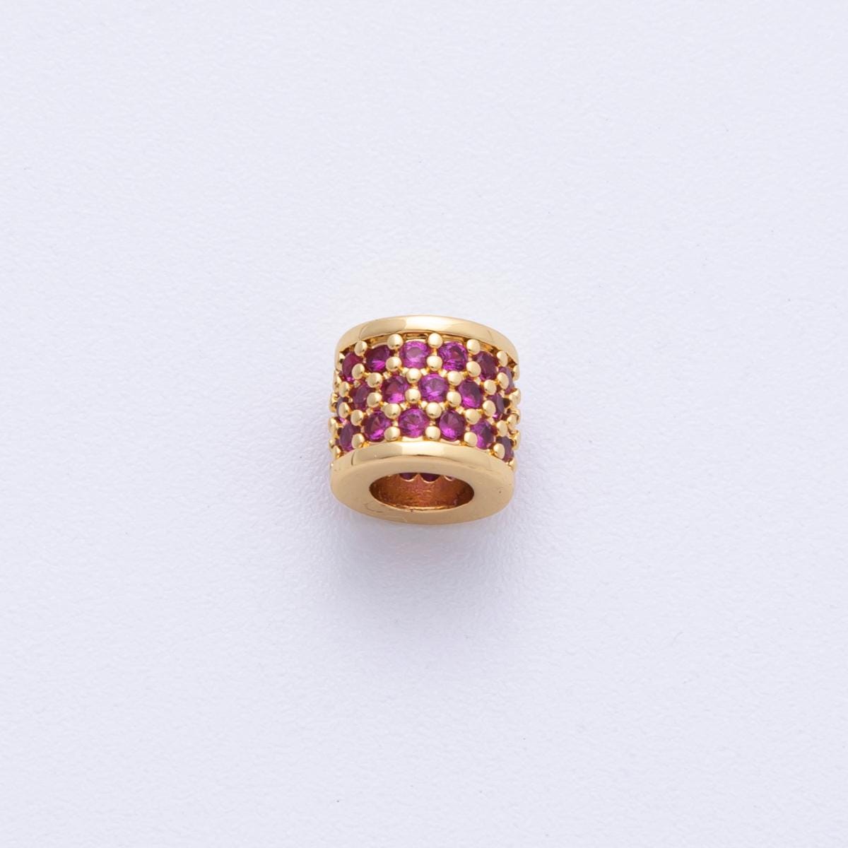 16K Gold Filled 6mm Black, Purple, Clear, Green, Blue, Fuchsia Micro Paved CZ Rondelle Bead DIY Jewelry Making Supply | Beads-000222