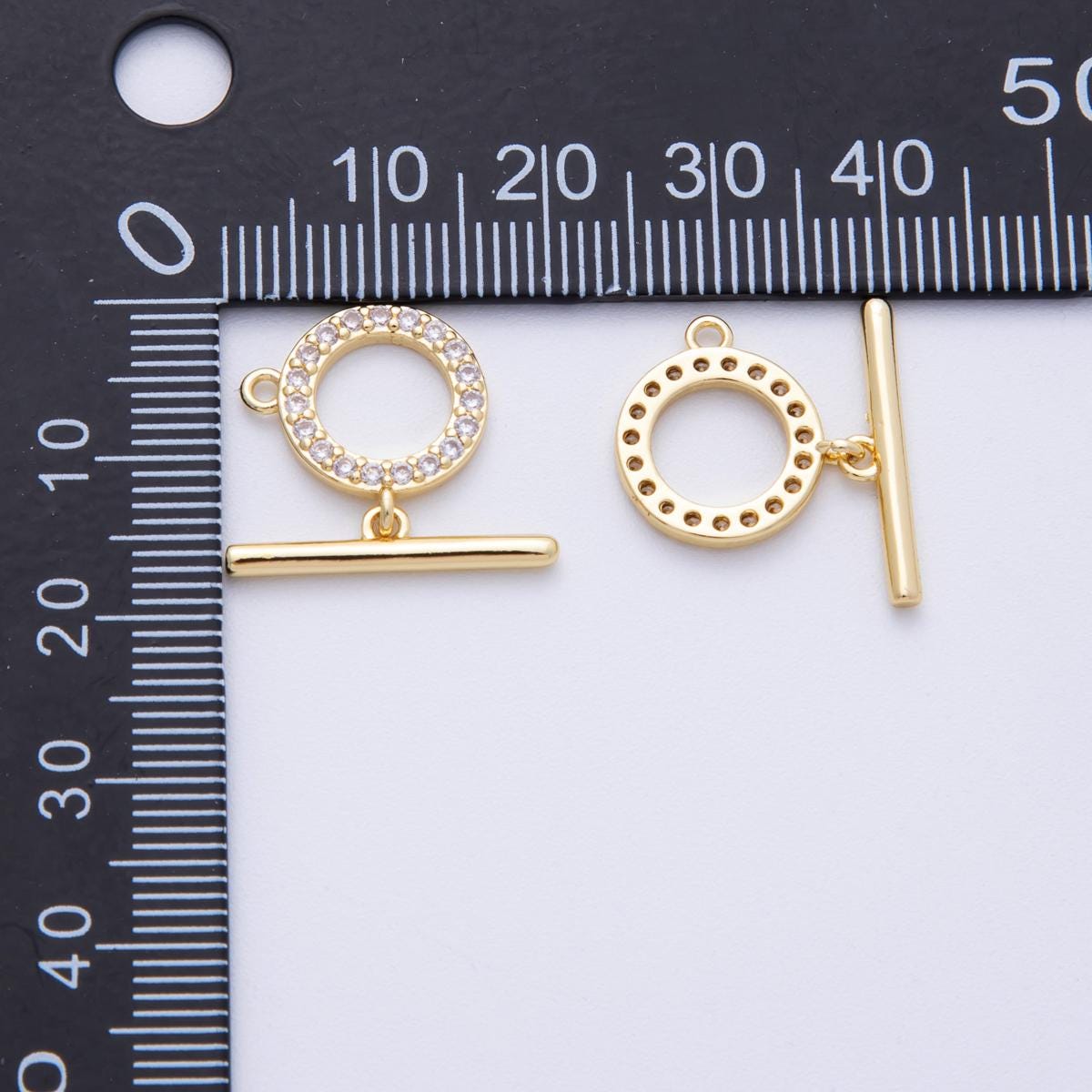 16K Gold Filled 19mm Micro Paved CZ Round Loop Toggle Clasp Finding DIY Jewelry Making Supply for custom necklace for her | Findings-00028