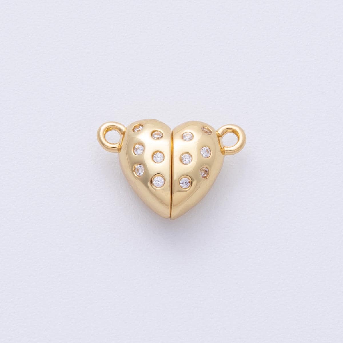 16K Gold Filled 10mm CZ Dotted Magnetic Heart Connector Closure Finding Dainty Bracelet or Necklace magnet closure DIY | Findings-00029